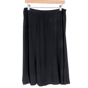 Elementz Flare Skirt L Womens Black Elastic Waist Knee Length Career Casual